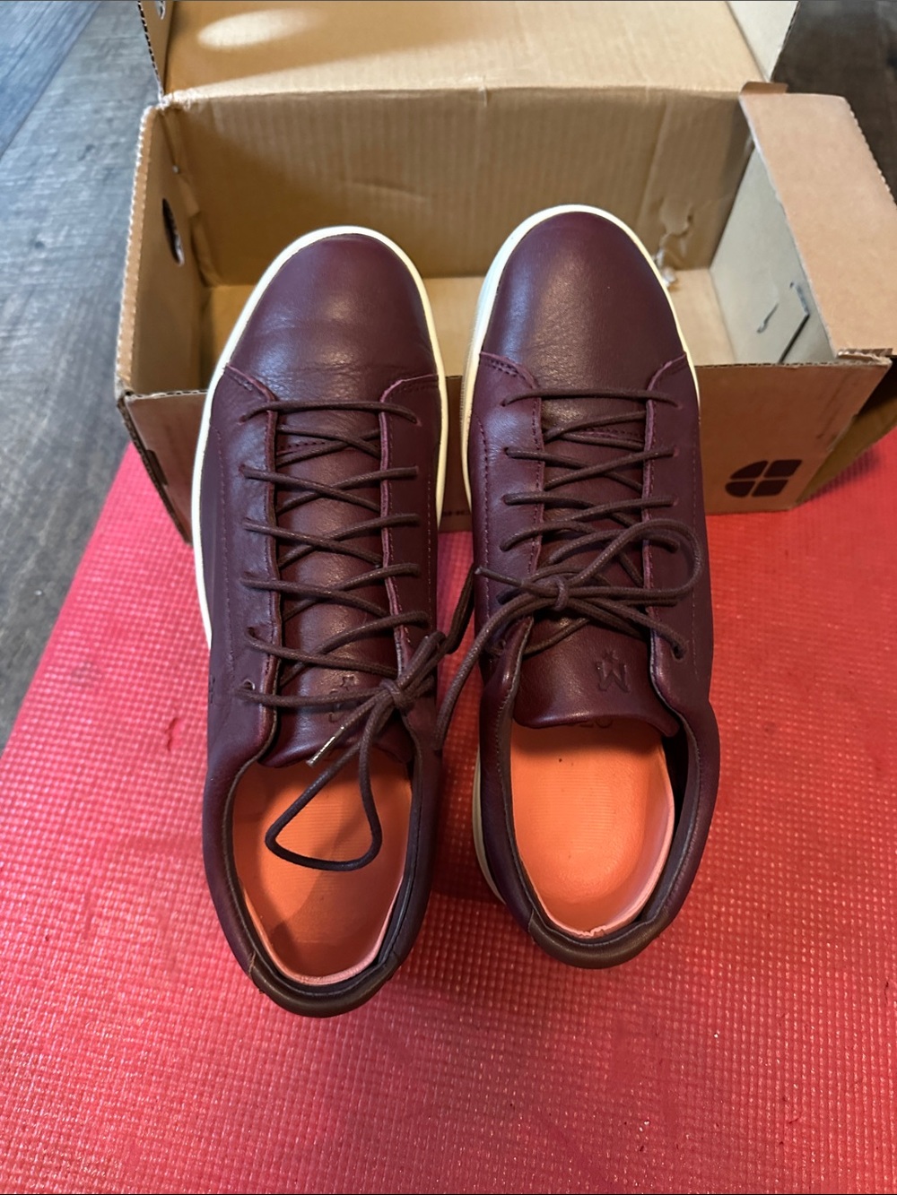 Shoes For Crews Burgundy Leather Sneakers with White Sole